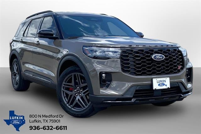 2026 Ford Explorer ST in Marsh Gray — front three-quarter view
