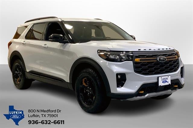 2026 Ford Explorer Tremor in Space White — front three-quarter view