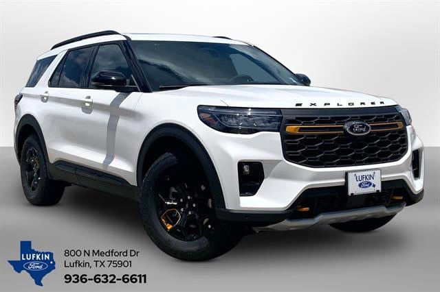 2026 Ford Explorer Tremor in Star White Metallic Tri-Coat — front three-quarter view