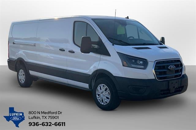 2023 Ford E-Transit Cargo Van T-350 148" Low Rf 9500 GVWR RWD in Oxford White — front three-quarter view