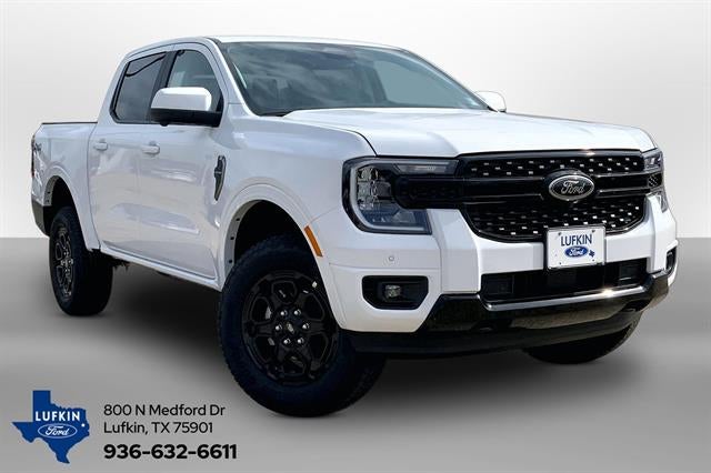 2026 Ford Ranger LARIAT in Oxford White — front three-quarter view