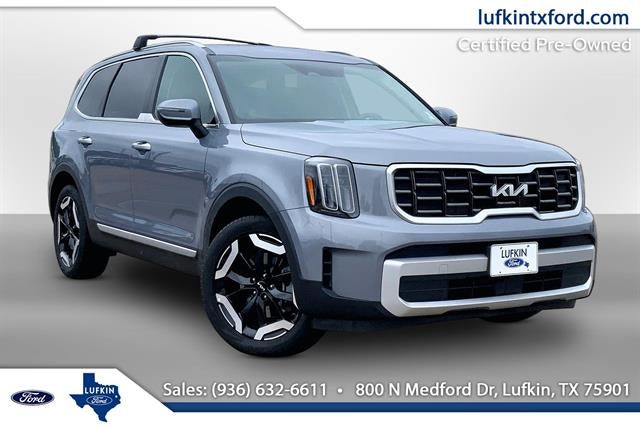 2025 Kia Telluride S in Silver — front three-quarter view
