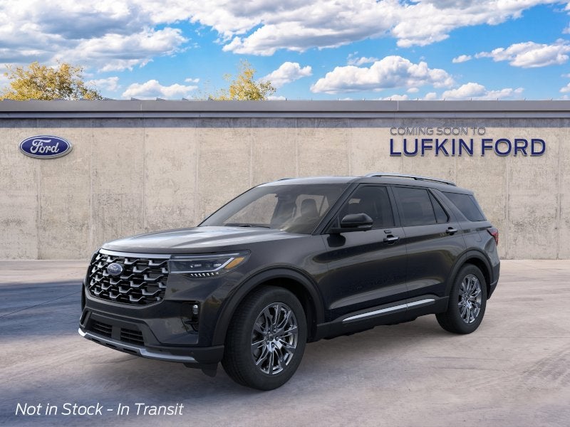 2026 Ford Explorer Platinum in Agate Black Metallic — front three-quarter view